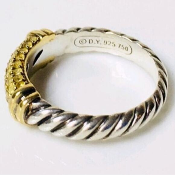 David Yurman Pavé Yellow Sapphire 18K Yellow Gold Sterling Silver Ring Size 6 - Picture 4 of 11